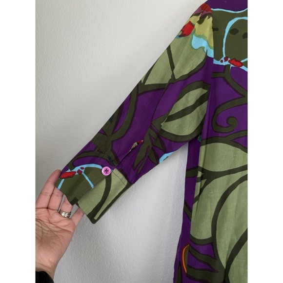 Soft Surroundings Shirt Women's PL Tunic Colorful Floral Cotton Art To Wear - Picture 10 of 13